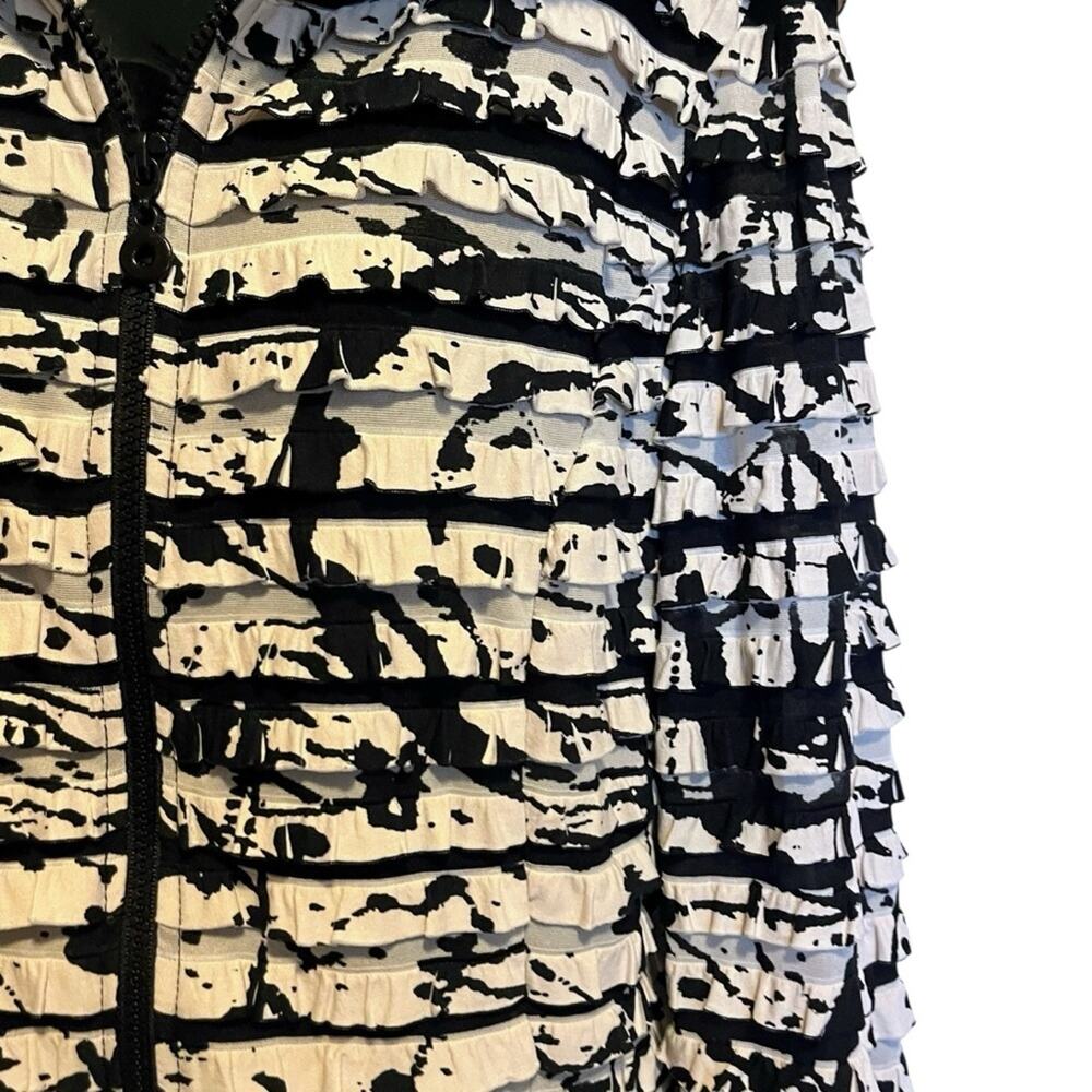 Joseph Ribkoff Jacket 14 Abstract Paint Print Ruffle Textured Zip Art to Wear - Picture 5 of 15